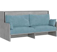 Cama con armario integrado Kando y sofá de hormigón, color azul