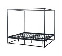 Cama con baldaquín kristianstad para dosel metal 180x200cm - negro [en.casa]