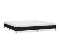 Cama con Cabecero de Tela Negra 200x200 cm, Estructura de Contrachapado y Madera, Lamas Incluidas, Diseño Moderno y Transpirable para Adultos - Ideal para Dormitorios Pequeños y Grandes
