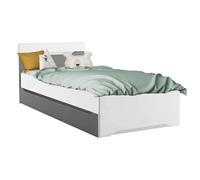 Cama Con Cajón Genius Habitación Dormitorio Juvenil Color Blanco Y Gris Infantil Estilo Moderno 90x200 cm White - gray