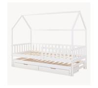 Cama con cama supletoria aarghonmaa 2 cajones y colchón 90x200cm - blanco [en.casa]