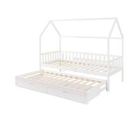Cama con cama supletoria aarghonmaa y 2 cajones 205x97x166cm - blanco [en.casa]