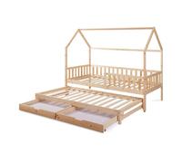Cama con cama supletoria aarghonmaa y 2 cajones 205x97x166cm - natural [en.casa]