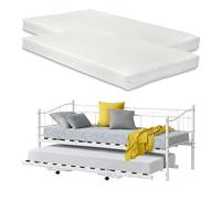 Cama con cama supletoria skutskär con 2 colchones 90 x 200 cm metal - blanco mate [en.casa]