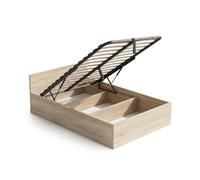 Cama con canapé abatible 100x200 cm somier elevable de metal roble sonoma