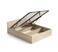 Cama con canapé abatible 140x200 cm somier elevable de metal roble sonoma