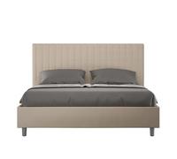 Cama Con Somier Acolchada 160x210 Cuero Sintético Gris Paloma Sunny