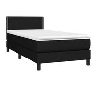 Cama con somier de 80 x 200 cm con cabecero regulable en altura, colchón de muelles ensacados (20 cm), funda de poliéster transpirable (negro), protector de colchón (5 cm) y tira LED, incluye