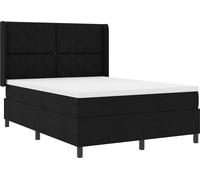 Cama con somier y base LED, con cabecero, color negro, 160 x 200 cm, tapizada en tela