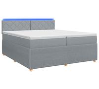 Cama con somier y colchón de la marca vidaXL, color gris claro, dimensiones 200 x 200 cm, tapizada en tela