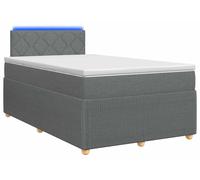 Cama con somier y colchón de la marca vidaXL, color gris oscuro, dimensiones 120 x 190 cm, tapizada en tela