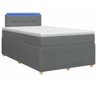 Cama con somier y colchón de la marca vidaXL, color gris oscuro, dimensiones 120 x 190 cm, tapizada en tela