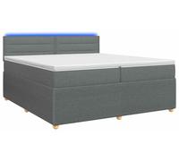 Cama con somier y colchón de la marca vidaXL, color gris oscuro, dimensiones 200 x 200 cm, tapizada en tela