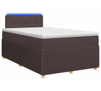 Cama con somier y colchón de la marca vidaXL, color marrón oscuro, dimensiones 120 x 190 cm, tapizada en tela