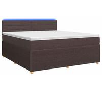 Cama con somier y colchón de la marca vidaXL, color marrón oscuro, dimensiones 180 x 200 cm, tapizada en tela