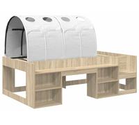 Cama con túnel con estante 3 uds. Roble Sonoma y blanco