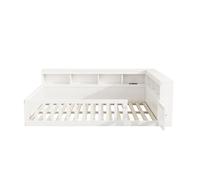 Cama daybett 140x190cm - sofá cama, con almacenamiento, con base de listones, sin colchón, con enchufe y usb - blanco