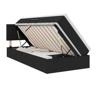 Cama De Almacenamiento Led Con Colchón Negro 90 X 190 Cm Tela Vidaxl