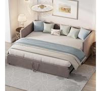 Cama de asiento acolchado, sofá cama Gigogne 90/180x200 cm, cama nido adulto de terciopelo, sofá cama nido nido de 2 plazas para sentarse o dormir, cama plegable sofá sin colchón (Gris-b, 90x200)