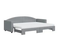 Cama de día 2-en-1 Plegable para Adultos, Sofá Cama Convertible Gris Claro con 2 Colchones de Espuma (80 x 200 cm), Estructura de Madera y Metal, 223 x 90 x 75 cm, Ideal para Salón o Dormitorio