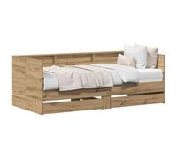 Cama de día con estantería, estilo "Artisan Oak", 100 x 200 cm, fabricada en material de madera