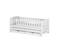 Cama de madera con cama supletoria y cajones lotus - blanco