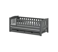 Cama de madera con cama supletoria y cajones lotus - gris oscuro