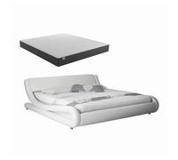 Cama de matrimonio con colchón dormitorio blanco 218x134x66 alessia muebles bonitos