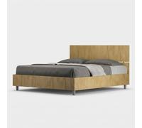 ITYHOME - Cama con somier de 160x190, cabecero recto, madera de roble natural, modelo Demas
