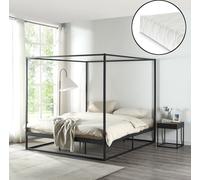 Cama de matrimonio "Kristianstad" con colchón de 180 x 200 cm, estructura de metal, color