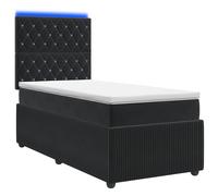 vidaXL Cama de muelles con LED y colchón Negro 90 x 200 cm Terciopelo | La tira LED integrada garantiza un ambiente fresco en el dormitorio. Fácil acceso al espacio debajo de la cama