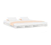 vidaXL Estructura de cama tipo palet, blanca, 200x200 cm, madera maciza de pino