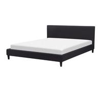 Cama De Poliéster Negro 180 X 200 Cm Somier Listones Contemporáneo Fitou