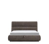 Cama desmontable Dafra en chenilla marrón oscuro con compartimento abatible para colchón de 160 x 200 cm.
