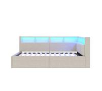 Cama día 90x200 cm - sofá cama, almacenamiento hidráulico, puertos usb y tipo-c, luces led multicolores - beige