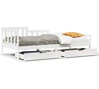 Cama diurna con cajones, color blanco, 80x200 cm, madera de pino