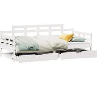 Cama diurna con cajones, color blanco, 90x190 cm, madera de pino
