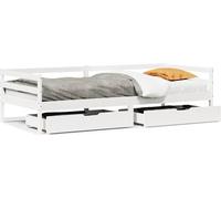 Cama diurna con cajones, color blanco, 90x200 cm, madera de pino
