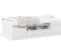 Cama diurna con cajones, sin colchón, color blanco, 100x200 cm