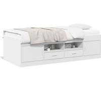 Cama diurna con cajones, sin colchón, color blanco, 90x190 cm
