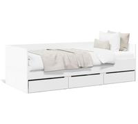 Cama diurna con cajones, sin colchón, color blanco, 90x190 cm