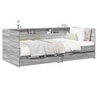 Cama diurna con cajones y estante, color gris Sonoma, fabricada en material de imitación madera