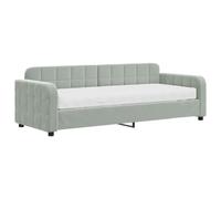 Cama diurna con colchón, color gris claro, 80x200 cm, tapizada en terciopelo