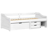 Cama diurna vidaXL con 3 cajones, modelo IRUN, color blanco, 90x200 cm, fabricada en madera maciza de pino