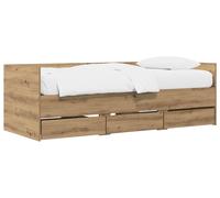 Cama diurna vidaXL con cajones, artesanía, roble, material de madera