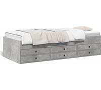 Cama diurna vidaXL con cajones, color gris cemento, 75x190 cm (sin colchón)