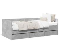 Cama diurna vidaXL con cajones, color gris cemento, 75x190 cm (sin colchón)