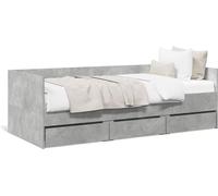 Cama diurna vidaXL con cajones, color gris cemento, 90x190 cm (sin colchón)