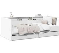 Cama diurna vidaXL con cajones, sin colchón, color blanco, 75x190 cm