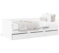 Cama diurna vidaXL con cajones, sin colchón, color blanco, 75x190 cm